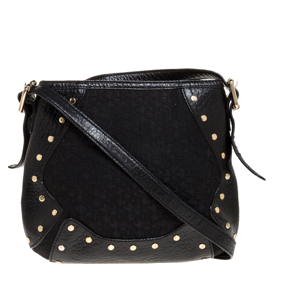 Dkny Black Canvas And Leather Crossbody Bag Gem